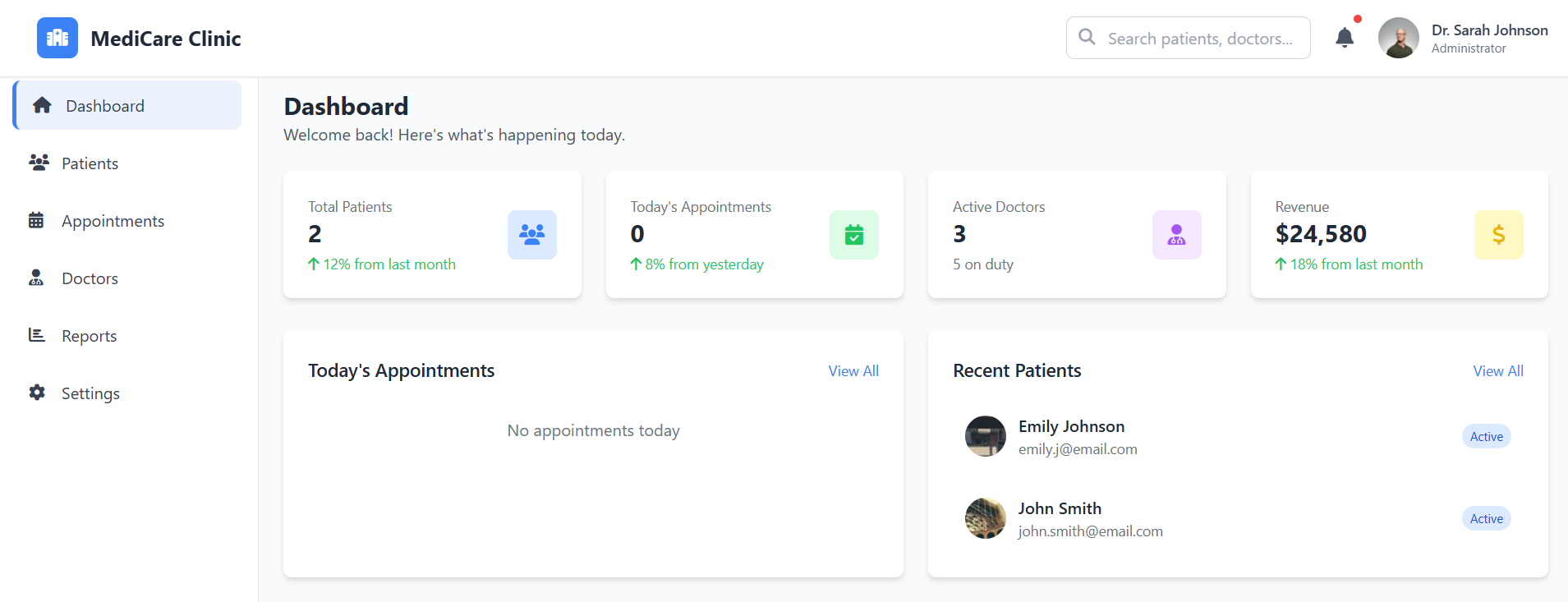 Medical Clinic Website - Website klinik medis dengan sistem appointment booking, informasi dokter, informasi pasien, report.